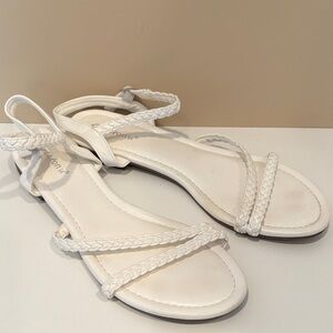 Greatonu Women's White Braided Sandals